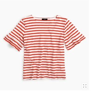J Crew Ruffle Sleeve T Shirt in Stripe NWOT